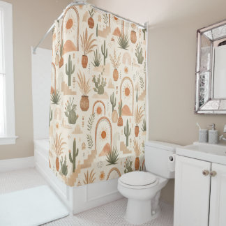 Boho Desert Botanical Shower Curtain