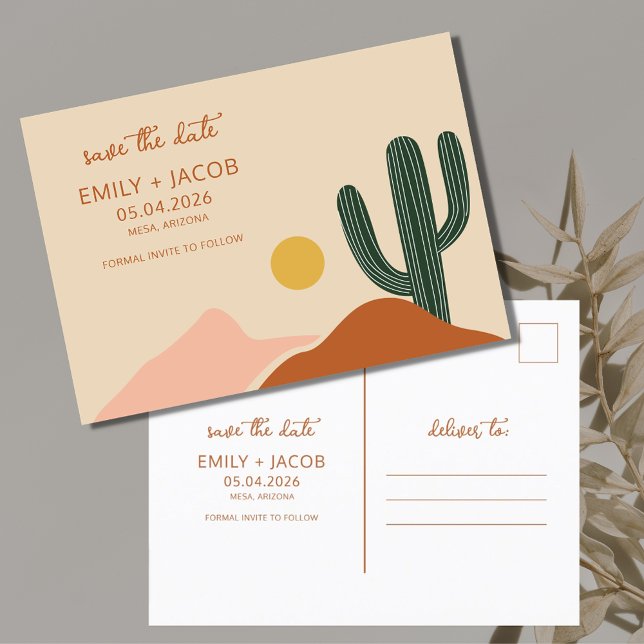 Boho Desert Budget Wedding Save the Date Announcement Postcard (Boho Desert Budget Wedding Save the Date Postcard)