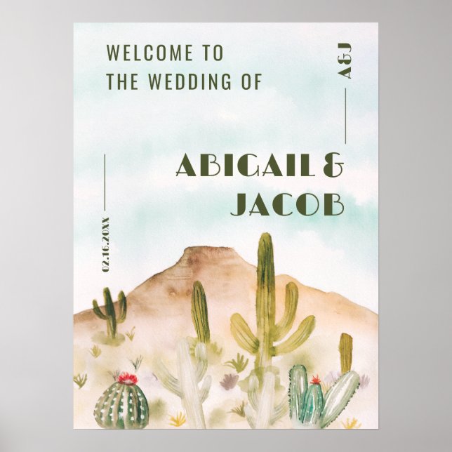 Boho Desert Cactus Arizona wedding welcome Poster (Front)