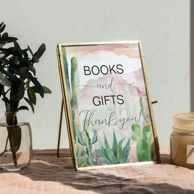 Boho Desert Cactus Baby Shower Books & Gifts Sign (Creator Uploaded)