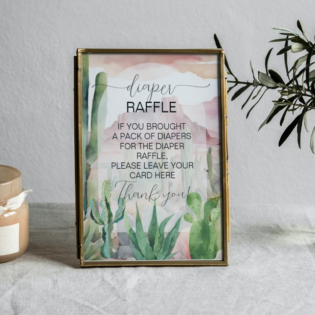 Boho Desert Cactus Baby Shower Diaper Raffle Sign (Creator Uploaded)