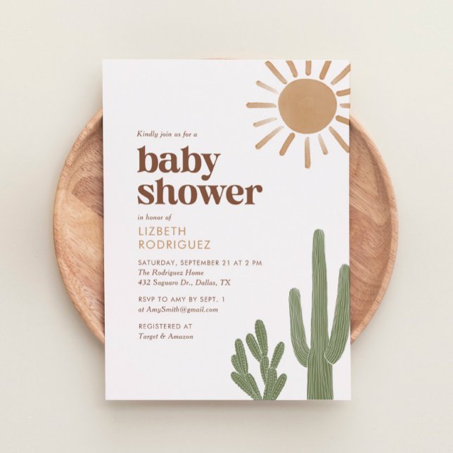Boho Desert Cactus Baby Shower Invitation (Creator Uploaded)