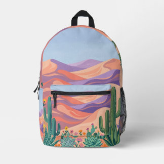 Boho Desert Cactus Backpack – Peach & Violet