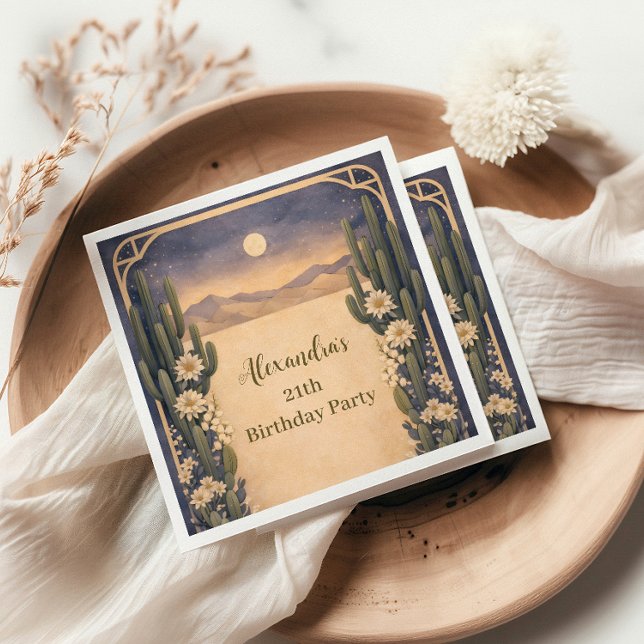 Boho Desert Cactus Birthday Napkin (Creator Uploaded)