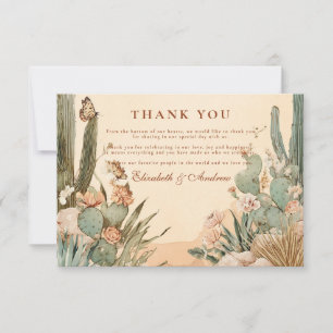 Boho Desert Cactus Floral Wedding Thank You Card