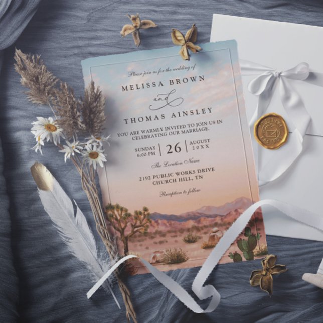Boho Desert Cactus Rustic Elegant Modern Wedding Invitation (Creator Uploaded)