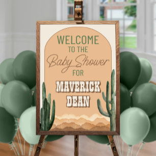 Boho Desert Cactus Southwest Baby Shower Welcome Poster