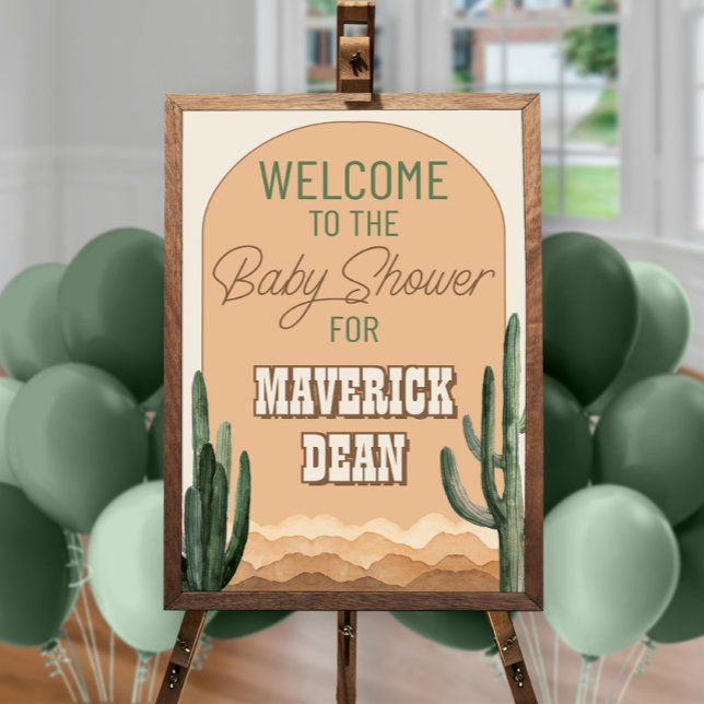 Boho Desert Cactus Southwest Baby Shower Welcome Poster (Creator Uploaded)