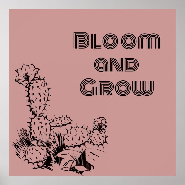 Boho Desert Cactus Wall Art Pink (Front)