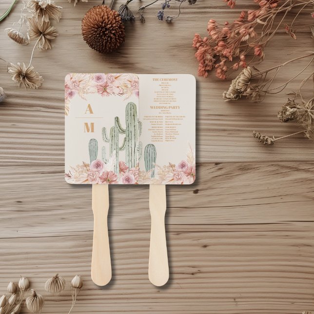 Boho Desert Cactus Wedding Hand Fan (Creator Uploaded)