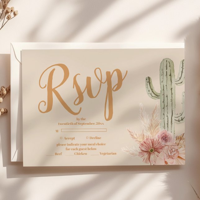 Boho Desert Cactus Wedding RSVP Card (Creator Uploaded)