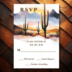 Boho Desert Cactus Western Wedding RSVP Card