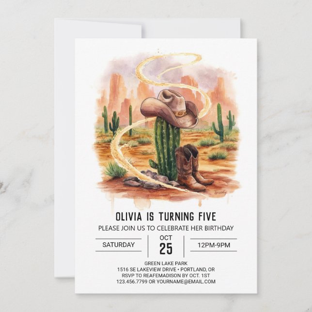 Boho Desert Cowboy Birthday Invitation (Front)