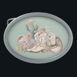 Boho desert cowgirl cowboy boots cowboy hat belt buckle<br><div class="desc">Boho desert scene,  cowboy boots,  cowboy hat,  cactuses and flowers - western style,  boho,  cowgirl design with washed colours.</div>