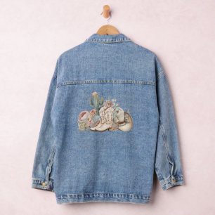 Boho desert cowgirl cowboy boots cowboy hat denim jacket