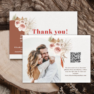 Boho desert dried flowers earth tones arch thank y thank you card