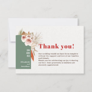 Boho desert dried flowers earth tones  thank you card