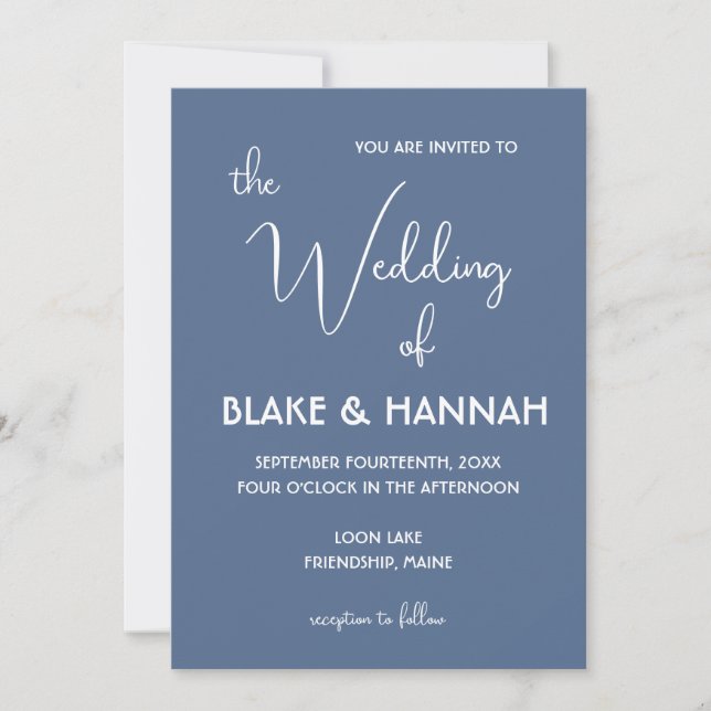 Boho Desert Dusty Blue Minimalist Wedding Invitation (Front)