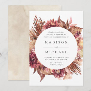 Boho Desert Floral Frame Wedding Invitation