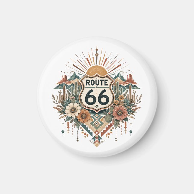Boho Desert Floral Roadside Emblem Magnet (Front)