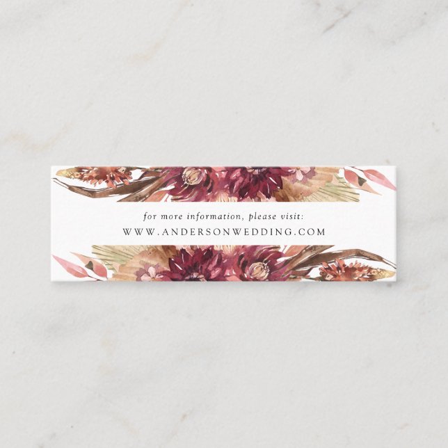 Boho Desert Floral Wedding Website Cards (Front)