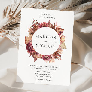 Boho Desert Floral Wreath Wedding Invitation
