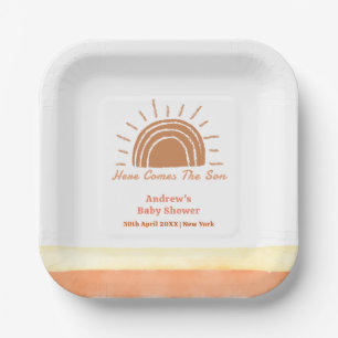 Boho Desert Here Comes The Son Baby Shower  Paper Plate