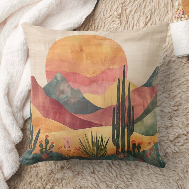 Boho Desert Landscape - Southwestern Nature Cushion (Blanket)