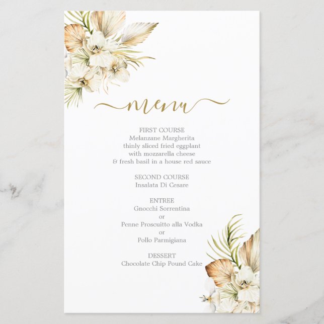 Boho Desert Menu Card (Front)