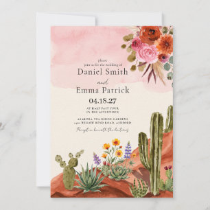 Boho Desert Mexican Cactus Bohemian Wedding Invitation