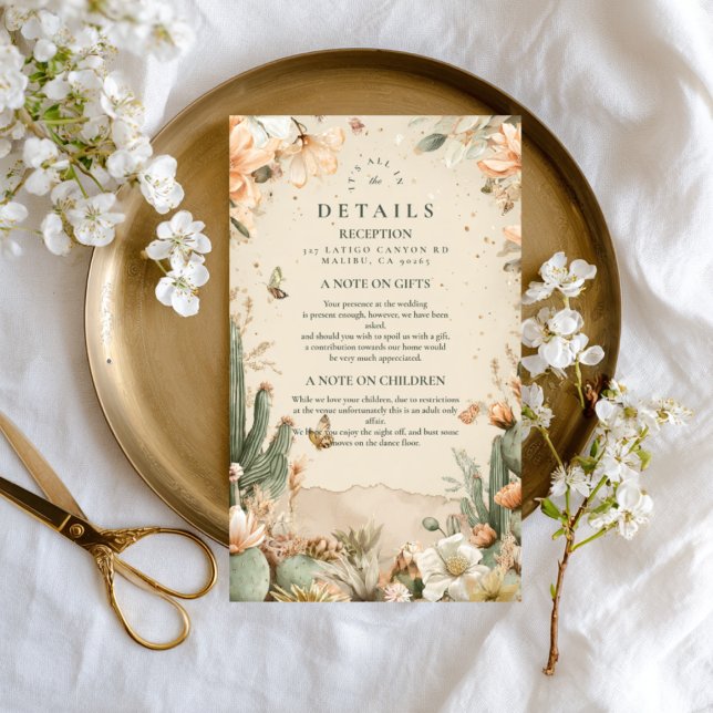 Boho Desert Mountain Cactus Wedding Enclosure Card (Creator Uploaded)