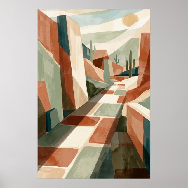 Boho Desert Pathway Sunset, Geometric Arches & Cac Poster (Front)
