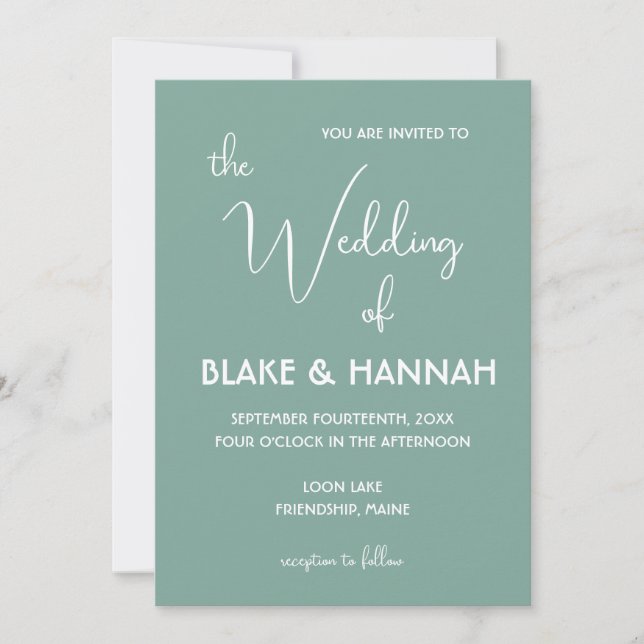 Boho Desert Sage Green Minimalist Wedding Invitation (Front)