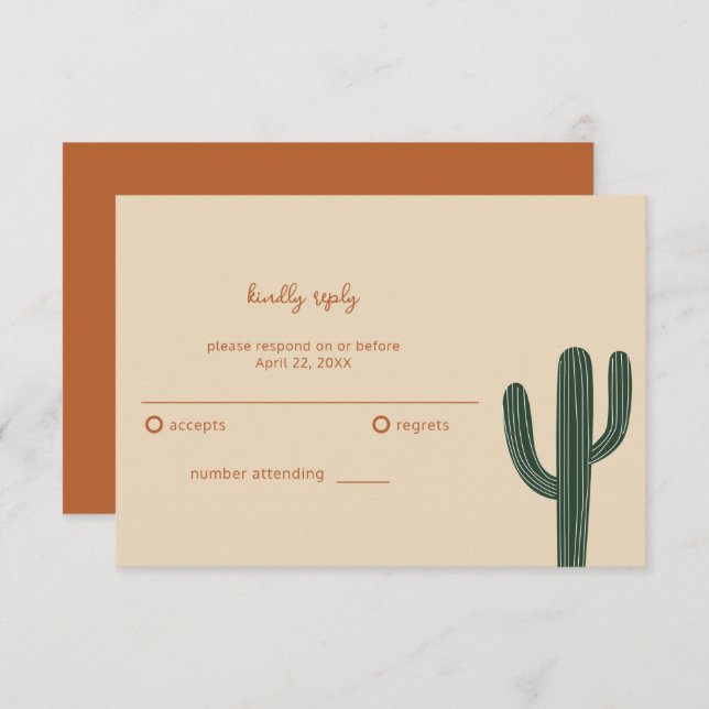Boho Desert Simple Wedding RSVP Card (Front/Back)