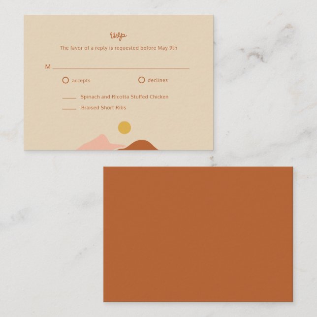 Boho Desert Simple Wedding RSVP Enclosure Card (Front/Back)