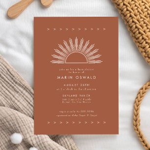 Boho Desert Sun Burnt Orange Baby Shower Invitation