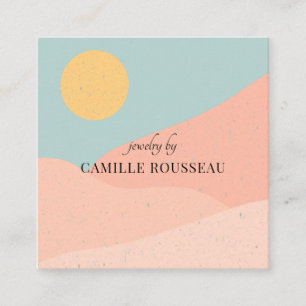 Boho Desert Sunrise Mountains Handcrafted Jeweller Square Business Card
