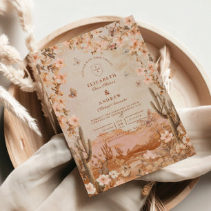 Boho Desert Sunset Cactus Wedding Invitation