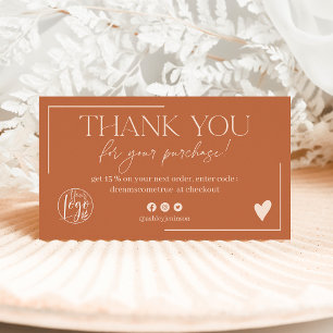 Boho desert terracotta script order thank you business card