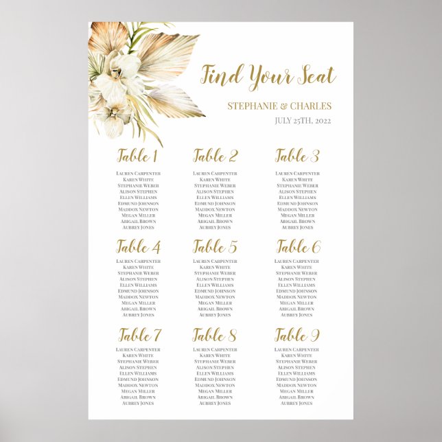 Boho Desert Wedding Seating Chart (Front)