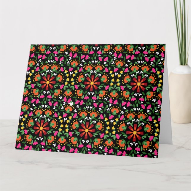Boho Design Bold Colour Floral Card (Front)