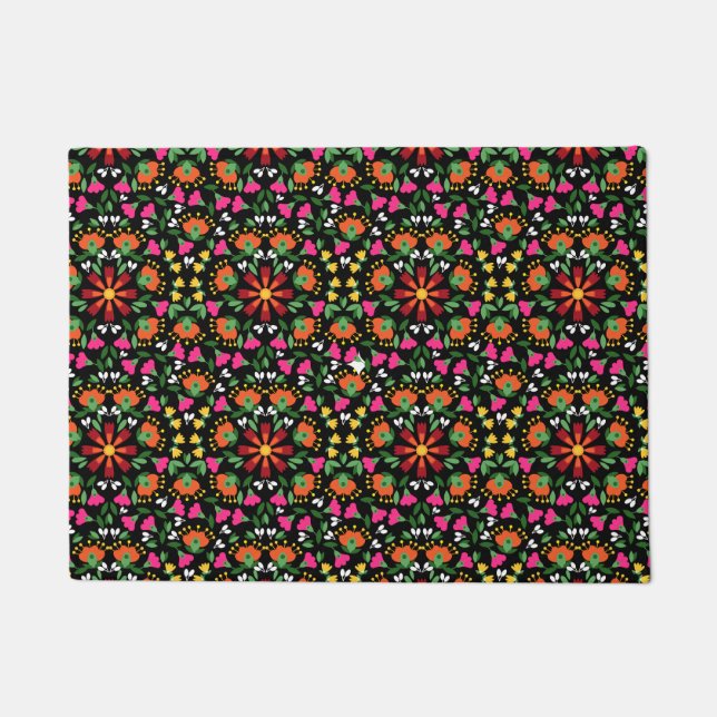Boho Design Bold Colour Floral Doormat (Front)