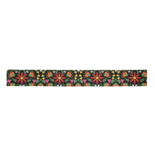 Boho Design Bold Colour Floral Satin Ribbon