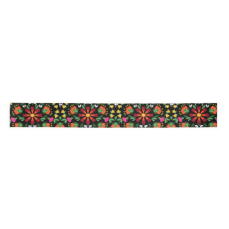 Boho Design Bold Colour Floral Satin Ribbon