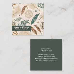 Boho design in earth tone shades square business card