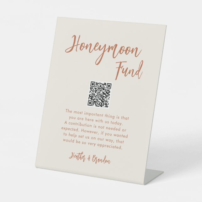 Boho Dessert Wedding Honeymoon Fund QR Sign (Front)