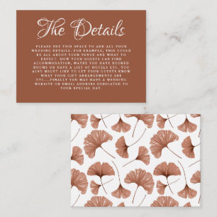 Boho Details Terracotta Ginkgo Botanical Wedding Enclosure Card