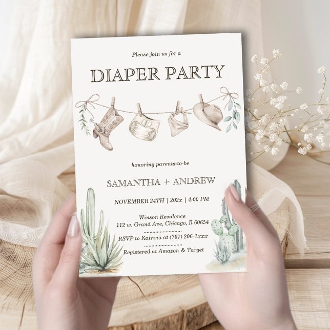 Boho Diaper Party Cowboy Baby Shower  Invitation (Creator Uploaded)