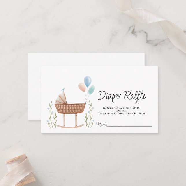 Boho Diaper Raffle Baby Shower Game Enclosure Card (Front/Back In Situ)
