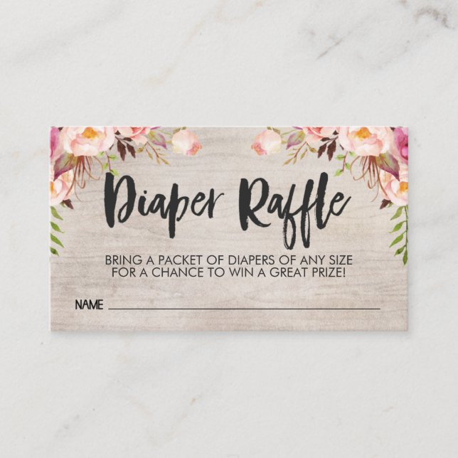 Boho Diaper Raffle Card Insert Business Card Size (Front)